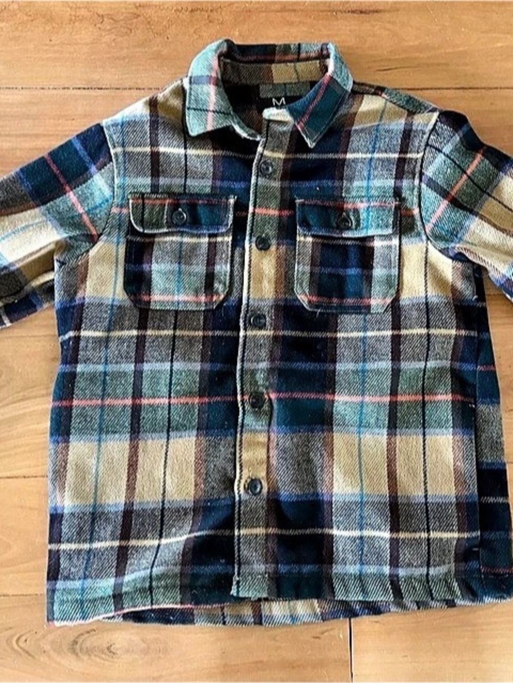 Mackin J Plaid Shirt in Blue & Tan Size Medium
